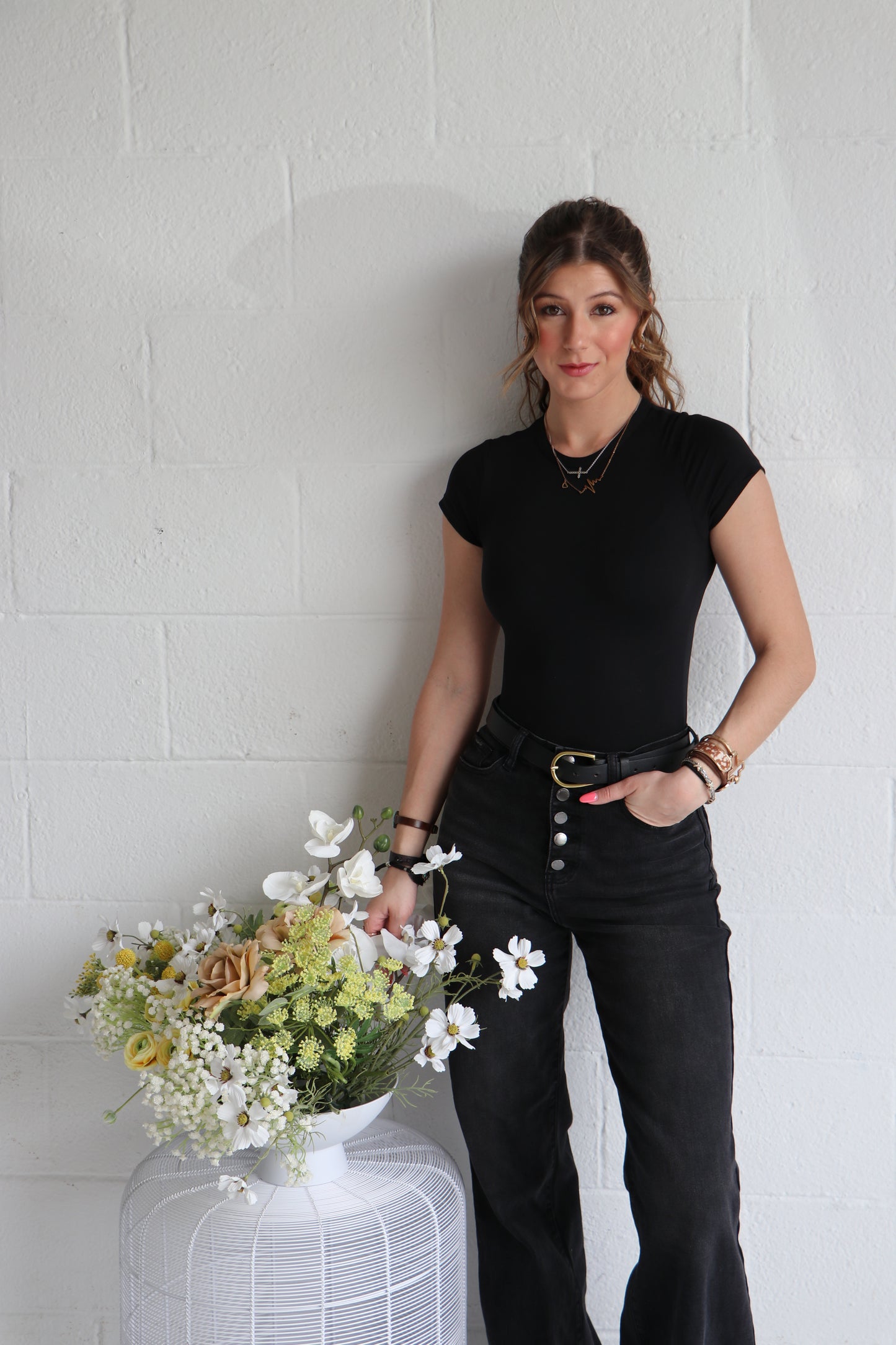 Everyday Black High-Waist Button Up Wide Leg Jeans