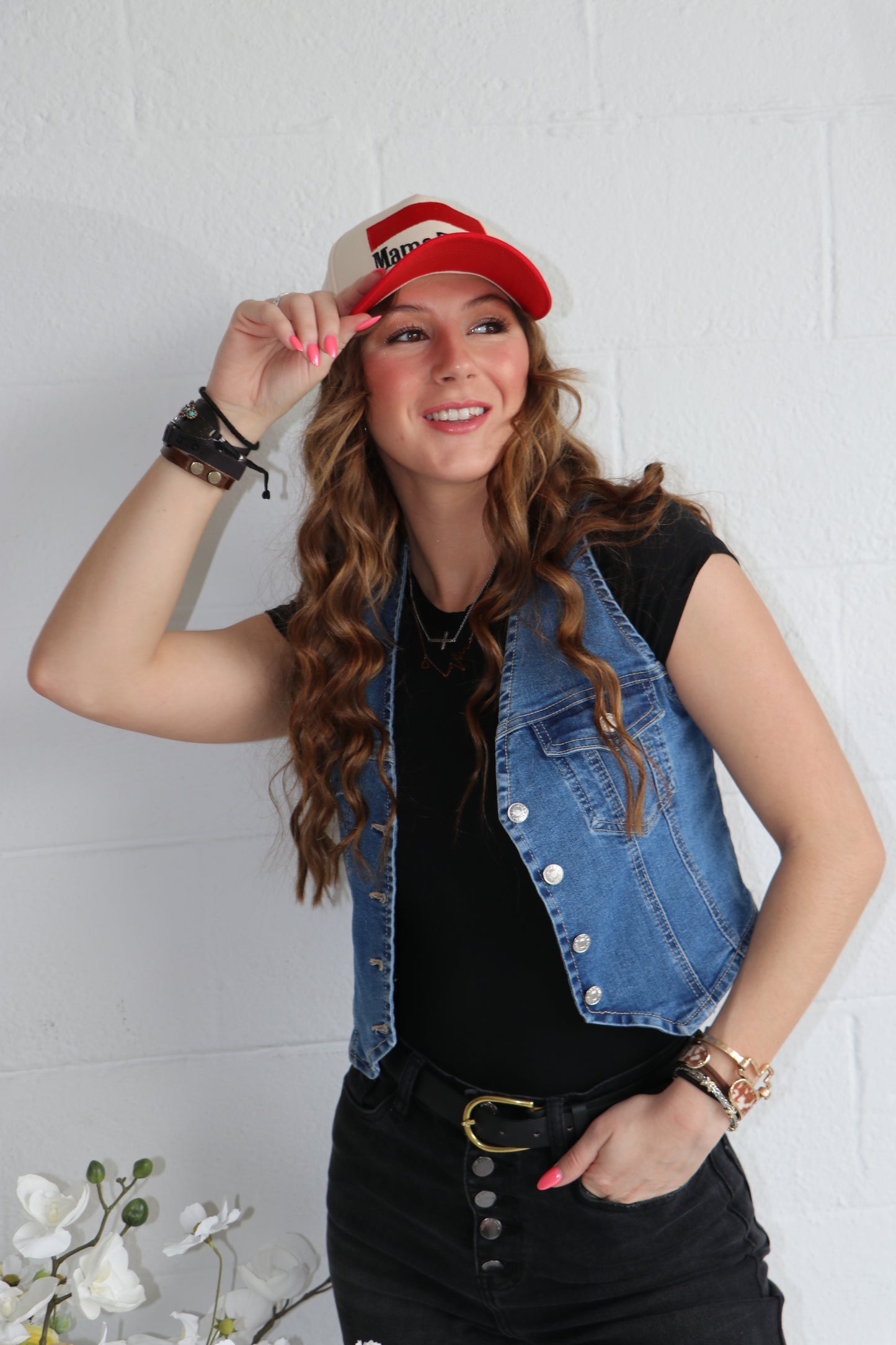 Structured Sleeveless Denim Button Up Vest