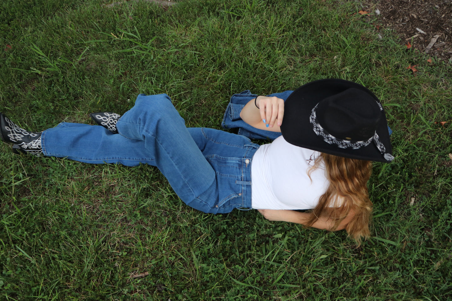 Vegan Felt Southwest Pattern Belt Cowboy Hat