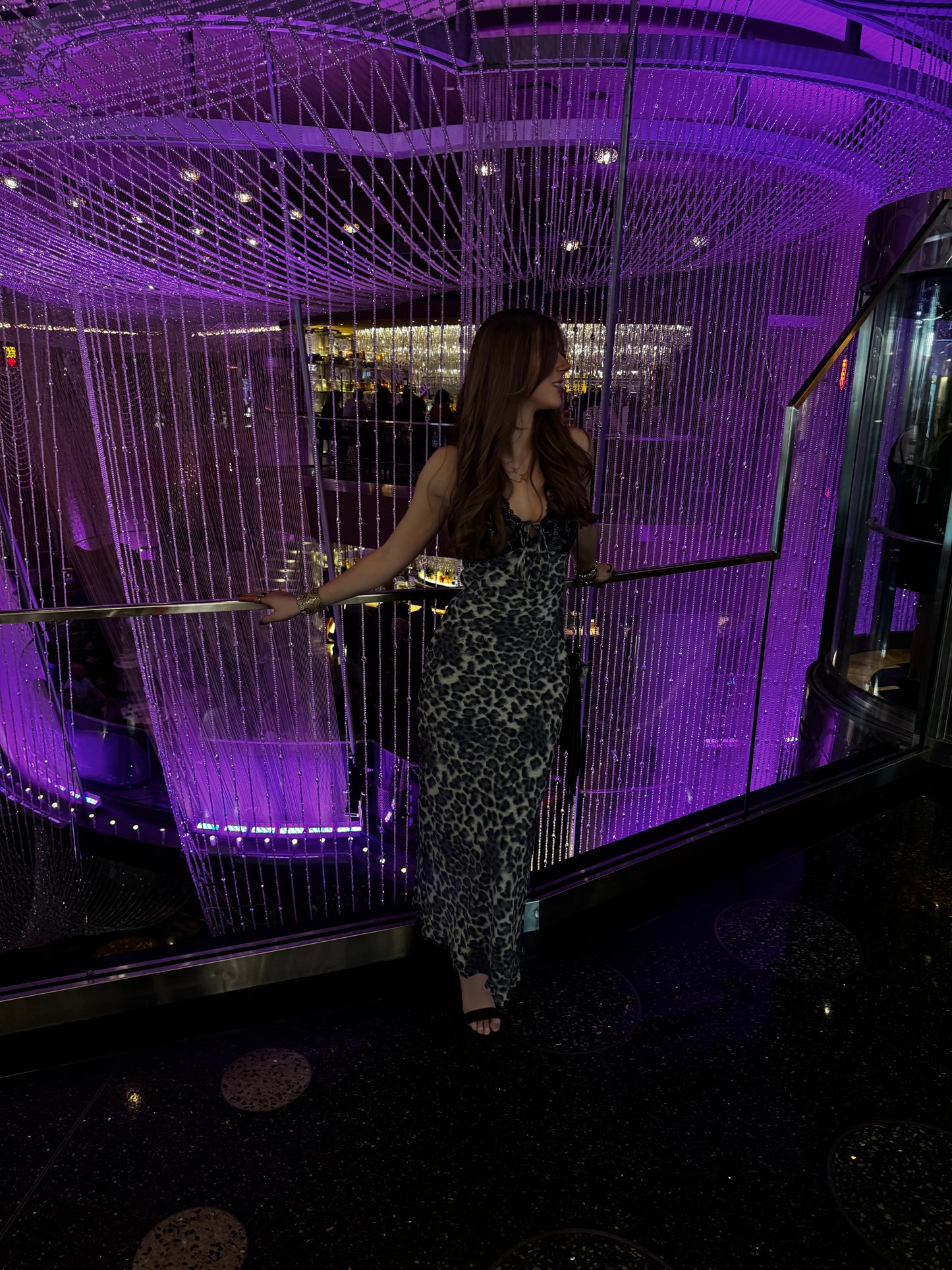 Lace-Trimmed Leopard Print Slip Dress