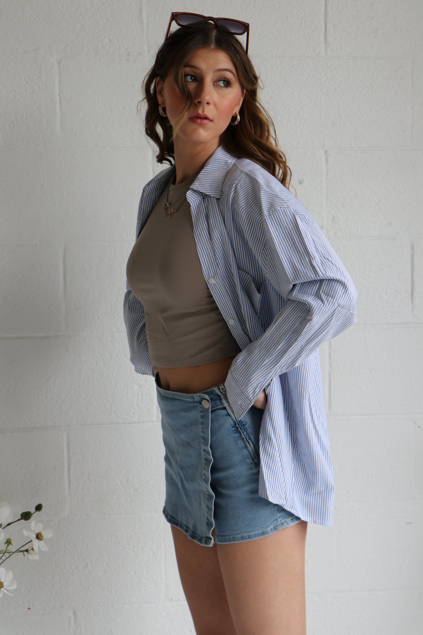 The Coastal Classic Oversized Stripe Shirt | Blue & White Button-Up