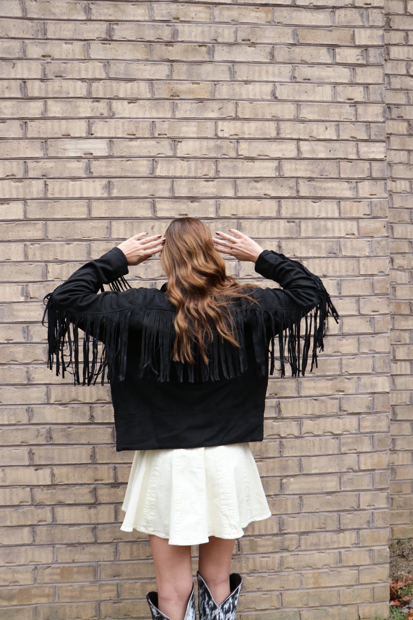 Suede Fringe Snap Button Jacket
