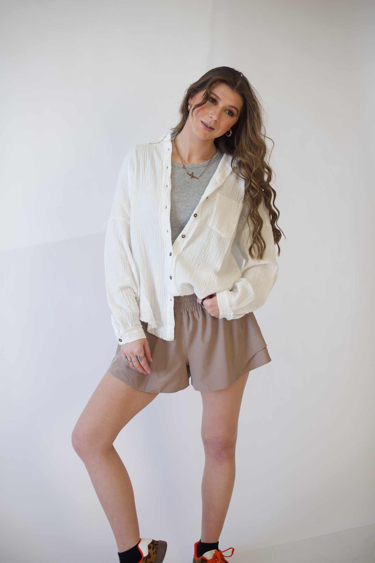 Heather Grey Fitted Baby Tee – Cotton Spandex Rib Basic Top