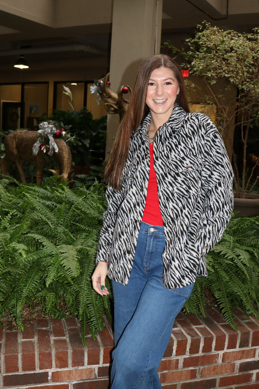 Zebra Pattern Oversized Shacket