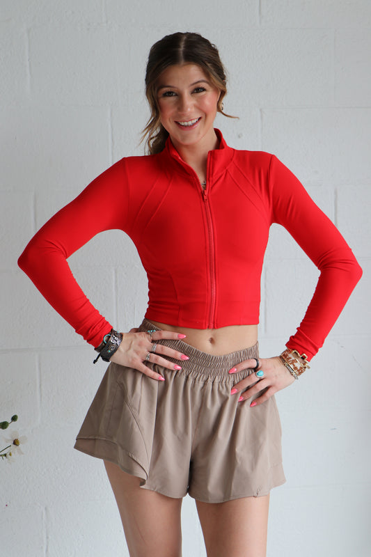 Long Sleeve Mock Neck Zip-Up Workout Jacket