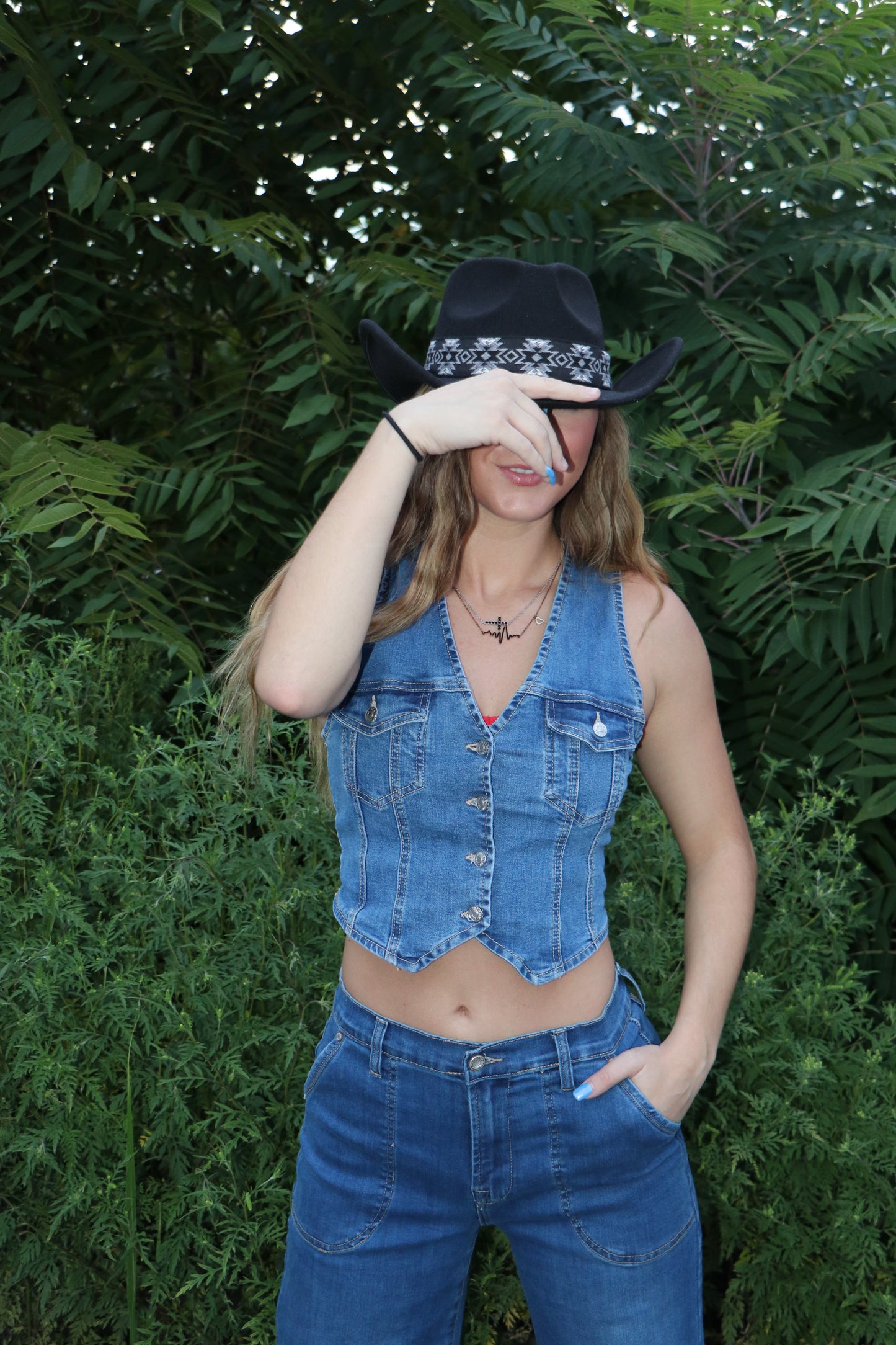 Structured Sleeveless Denim Button Up Vest