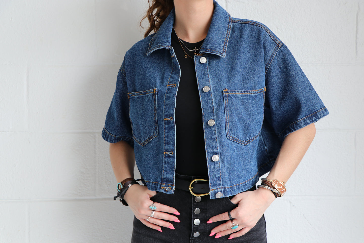 The Out West Cropped Denim Top