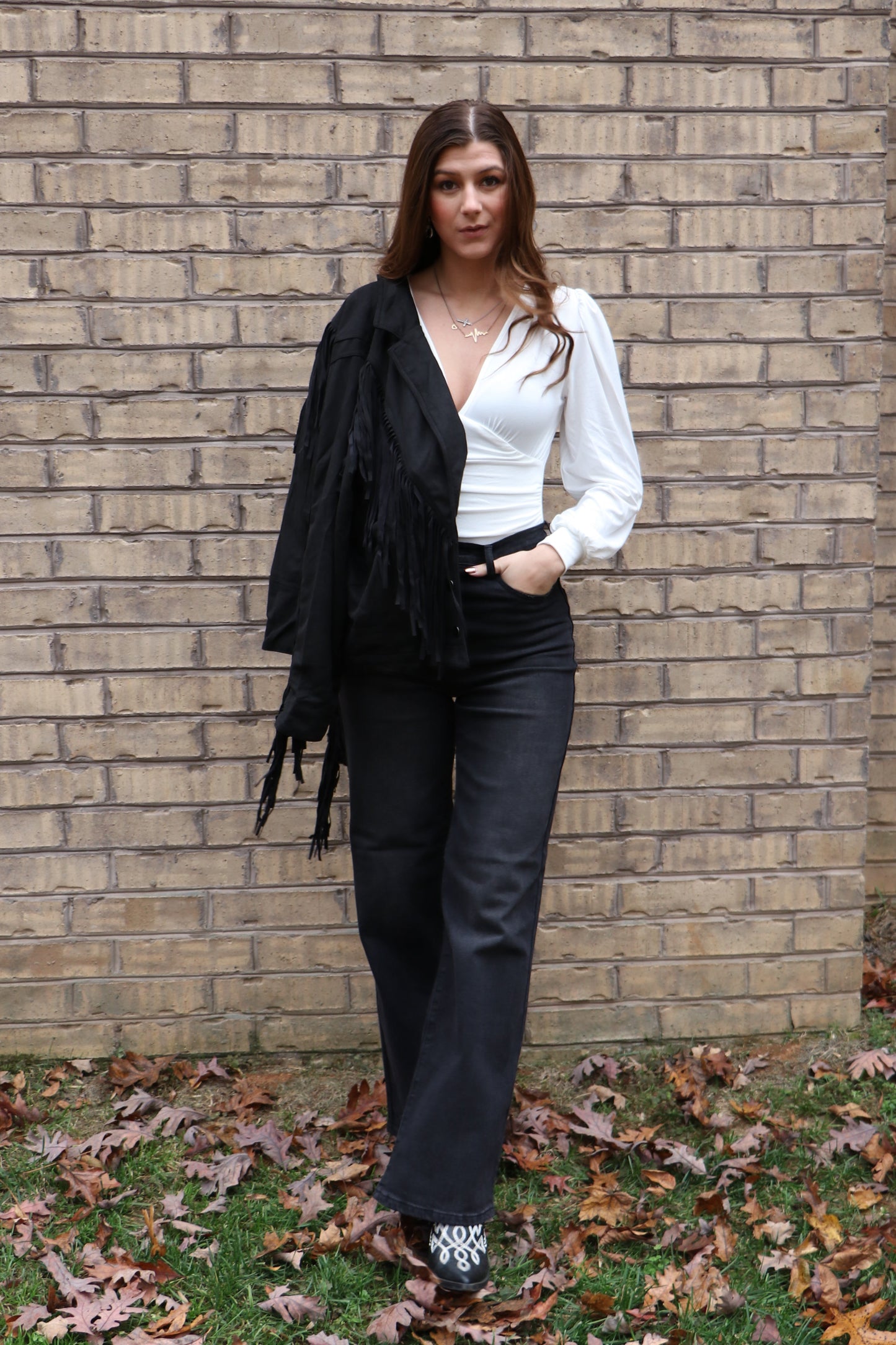 Everyday Black High-Waist Button Up Wide Leg Jeans