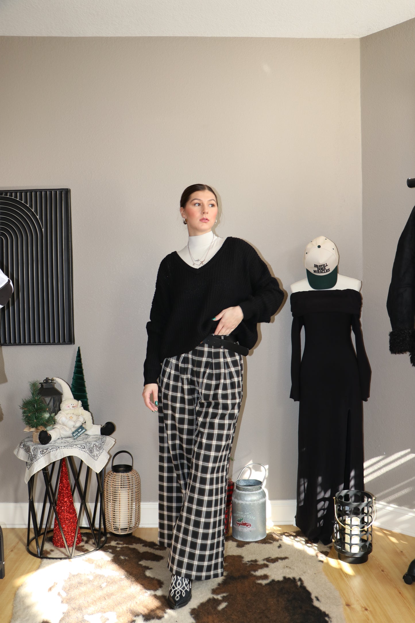 Oversized V-Neck Knit Sweater