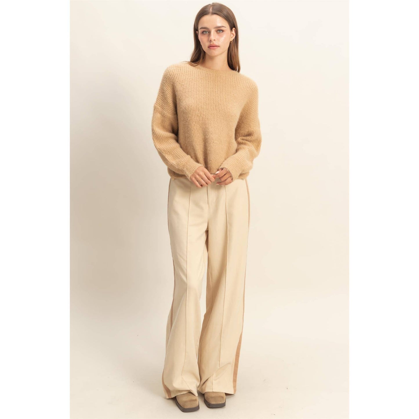 Oversized Fuzzy Sweater With Back Twist Detail