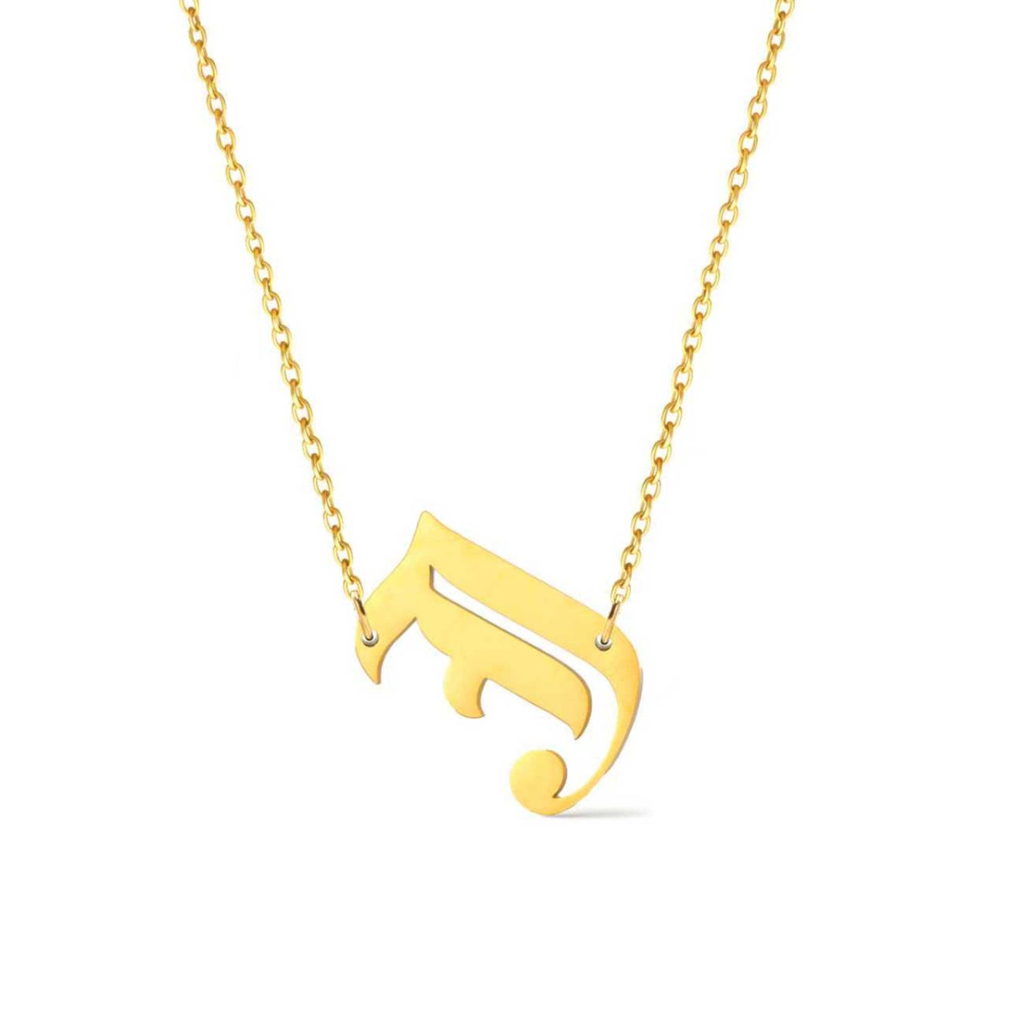 Timeless Gothic Initial Necklace, Waterproof Steel