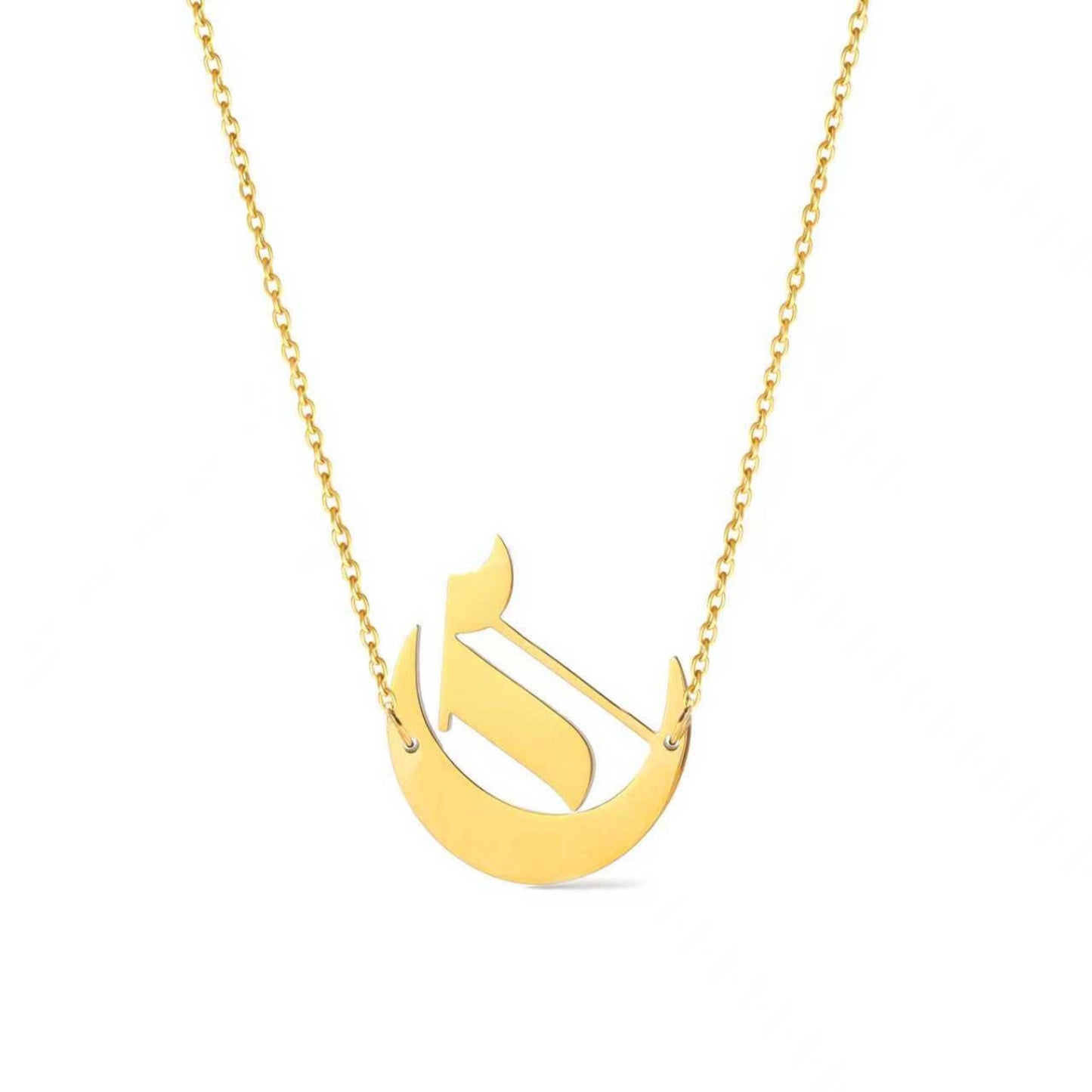 Timeless Gothic Initial Necklace, Waterproof Steel