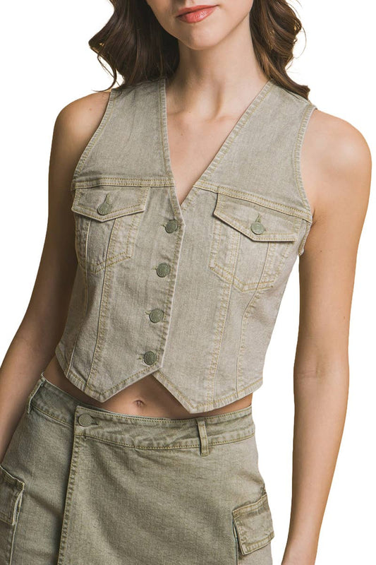 Sleeveless Denim Vest