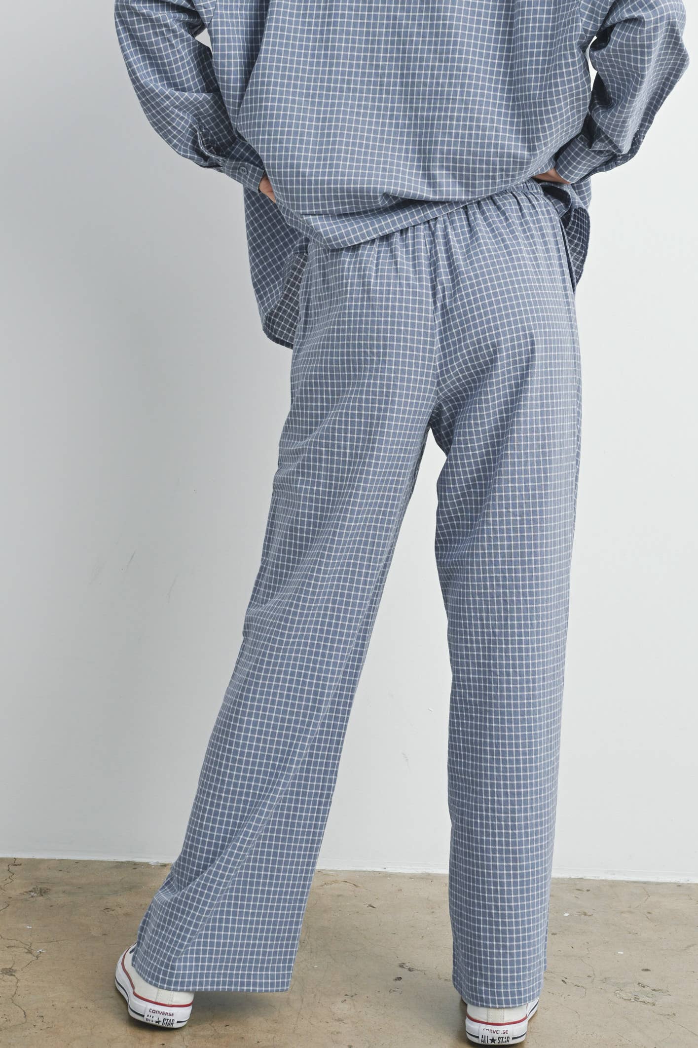 High Waisted Drawstring Plaid Pant