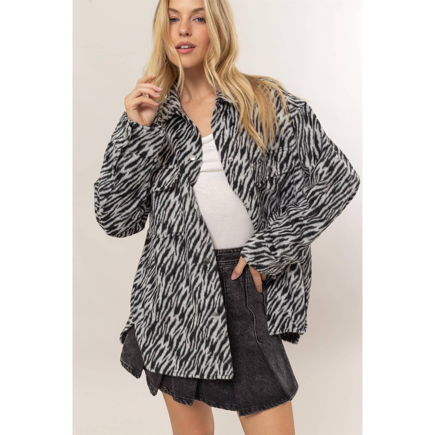 Zebra Pattern Oversized Shacket