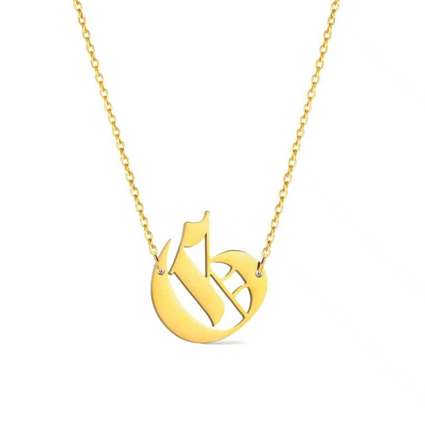 Timeless Gothic Initial Necklace, Waterproof Steel
