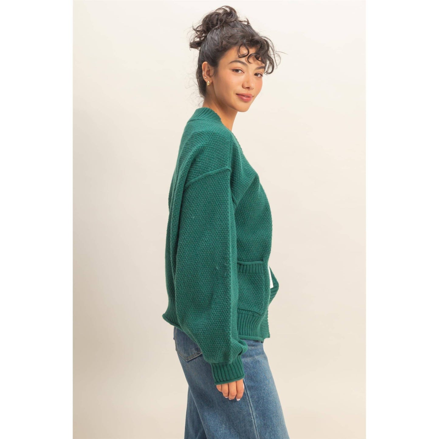 Oversized Textued Knit Cardigan Sweater