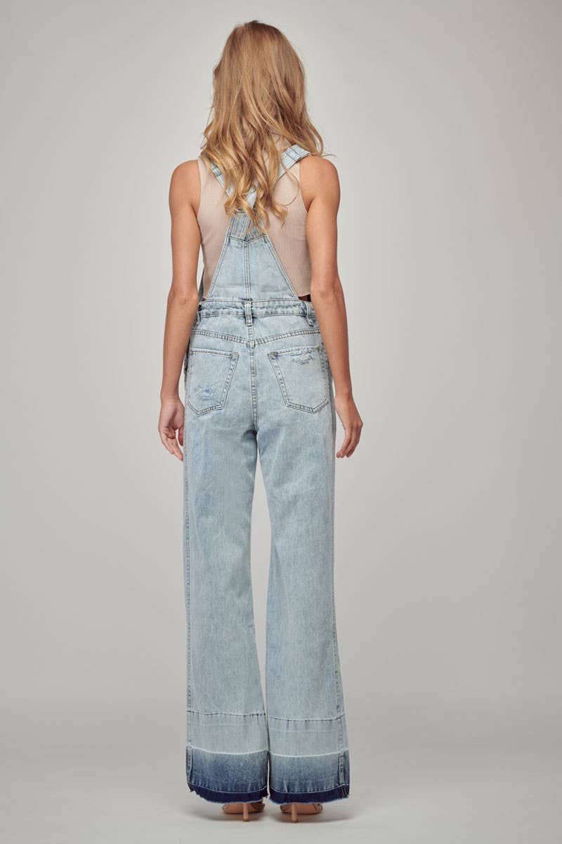 Light Wash Flare Overalls