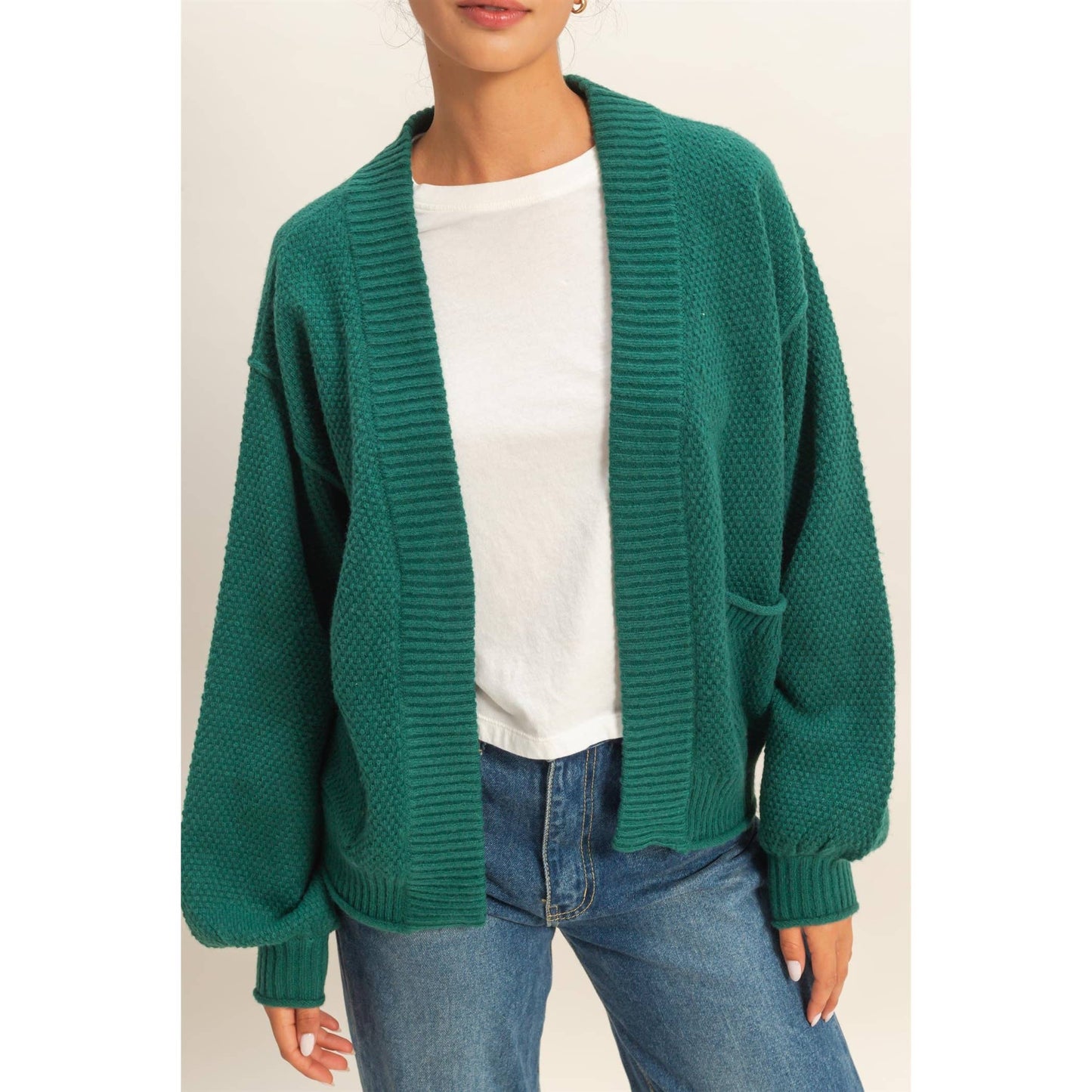 Oversized Textued Knit Cardigan Sweater