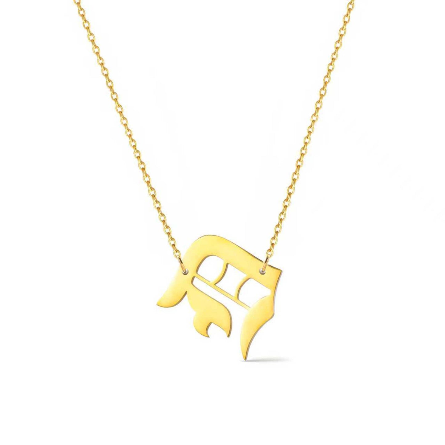 Timeless Gothic Initial Necklace, Waterproof Steel